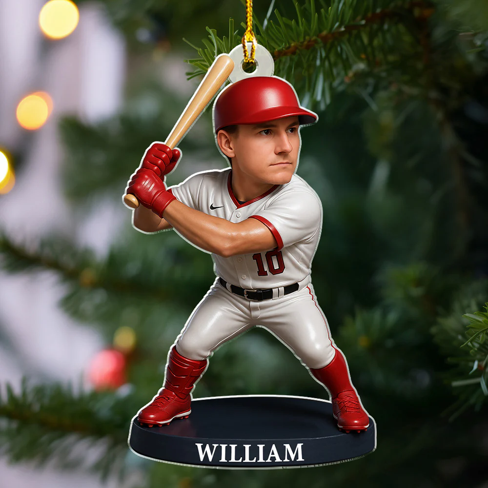 Deck The Halls With Baseballs - Personalized Custom Acrylic Ornament - Image 5