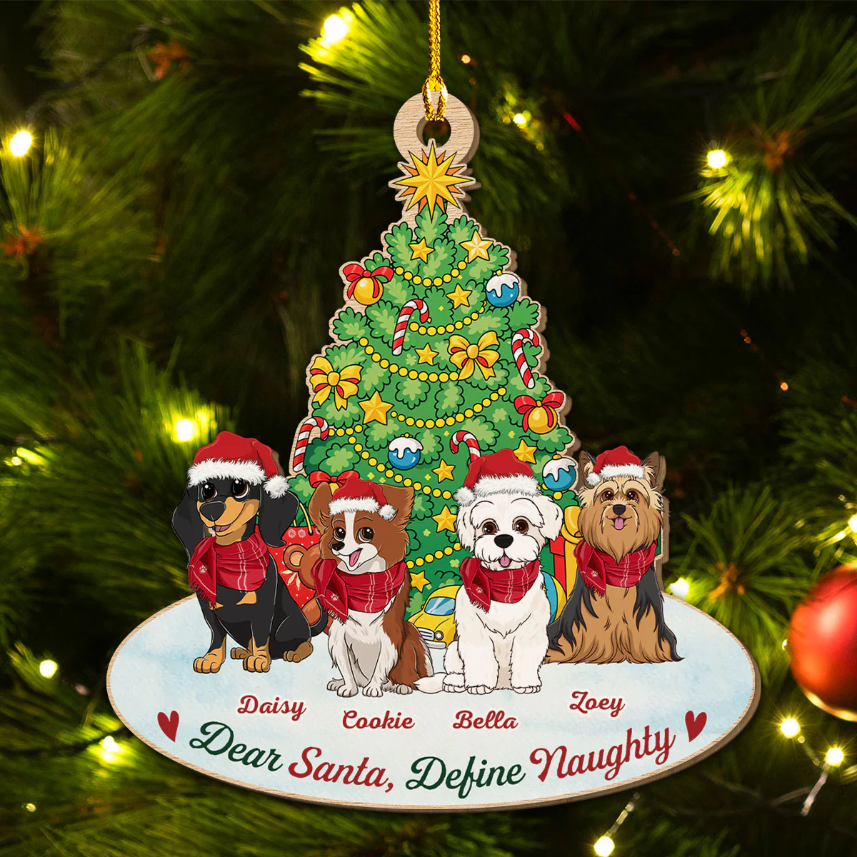 Define Naughty Dog - Personalized Custom Wood Ornament - Image 2