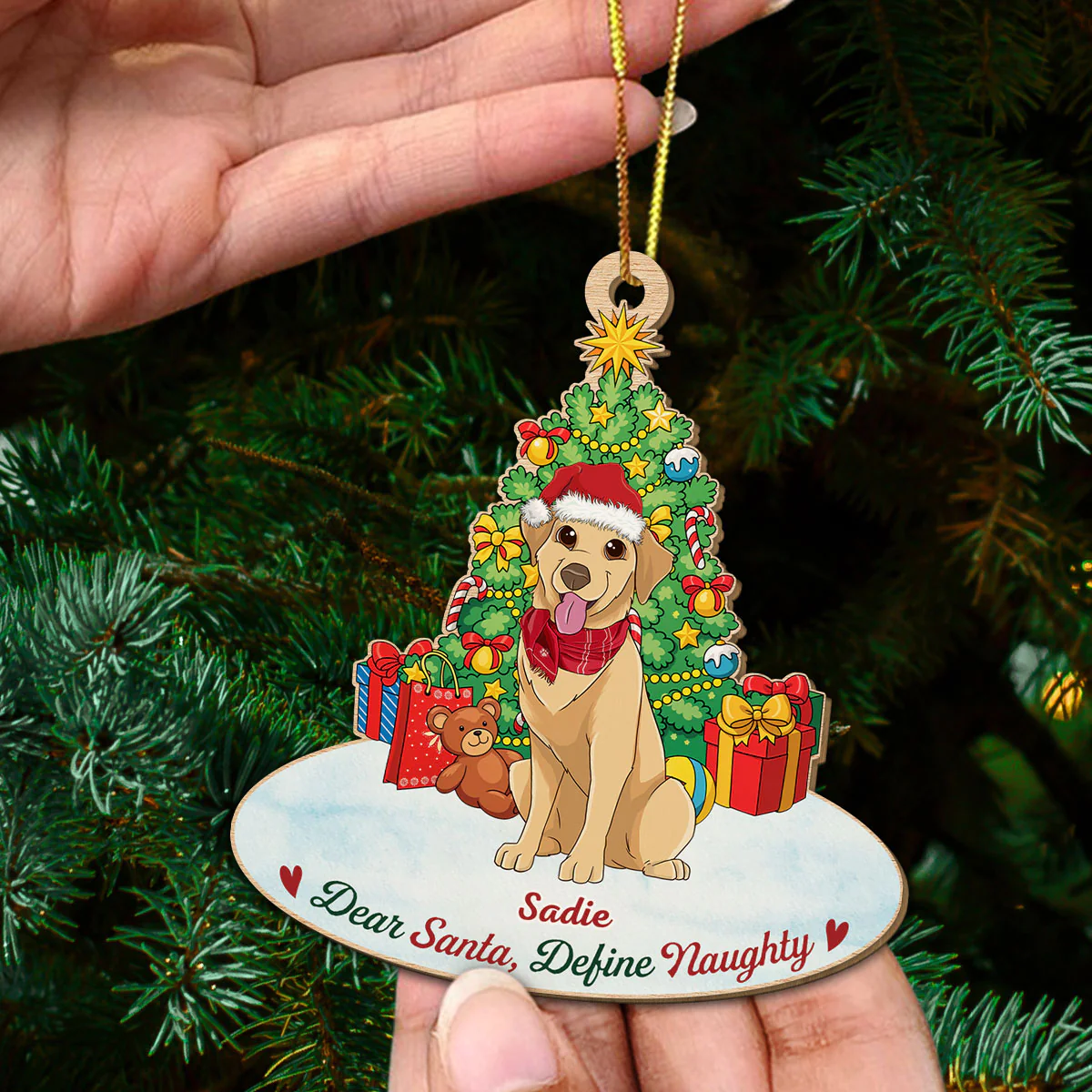 Define Naughty Dog - Personalized Custom Wood Ornament - Image 3