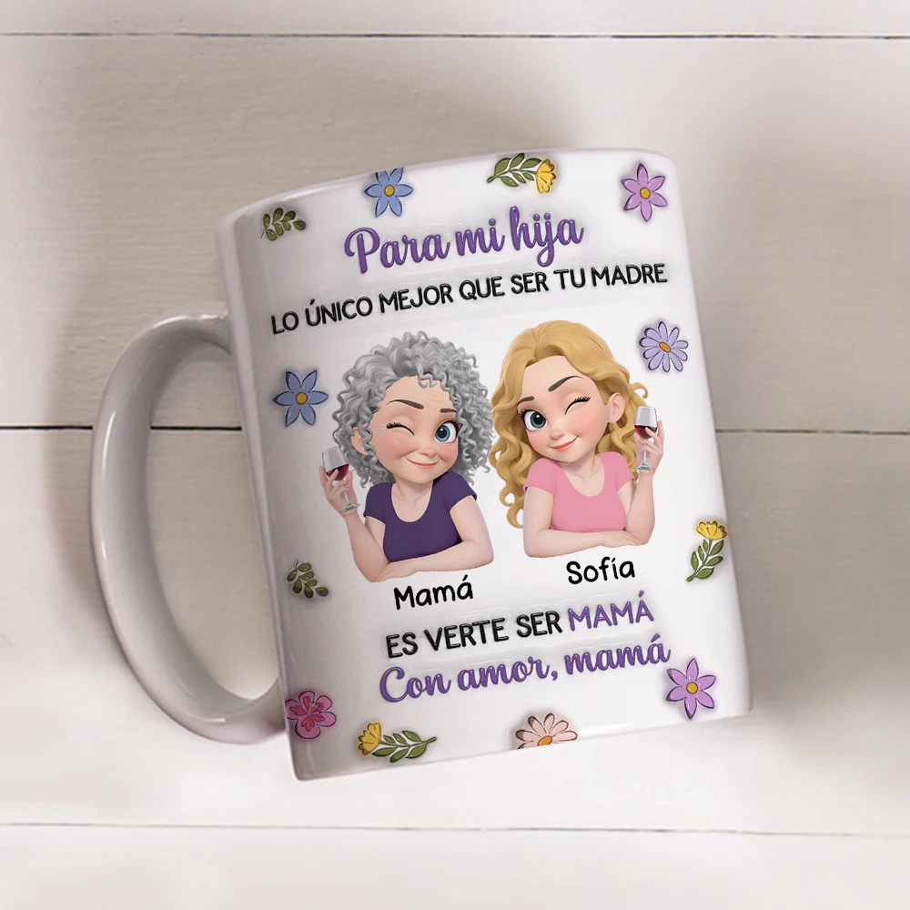 Dibujo Animado Vinculados Juntos - Taza Personalizada con Efecto 3D Inflado - Image 4