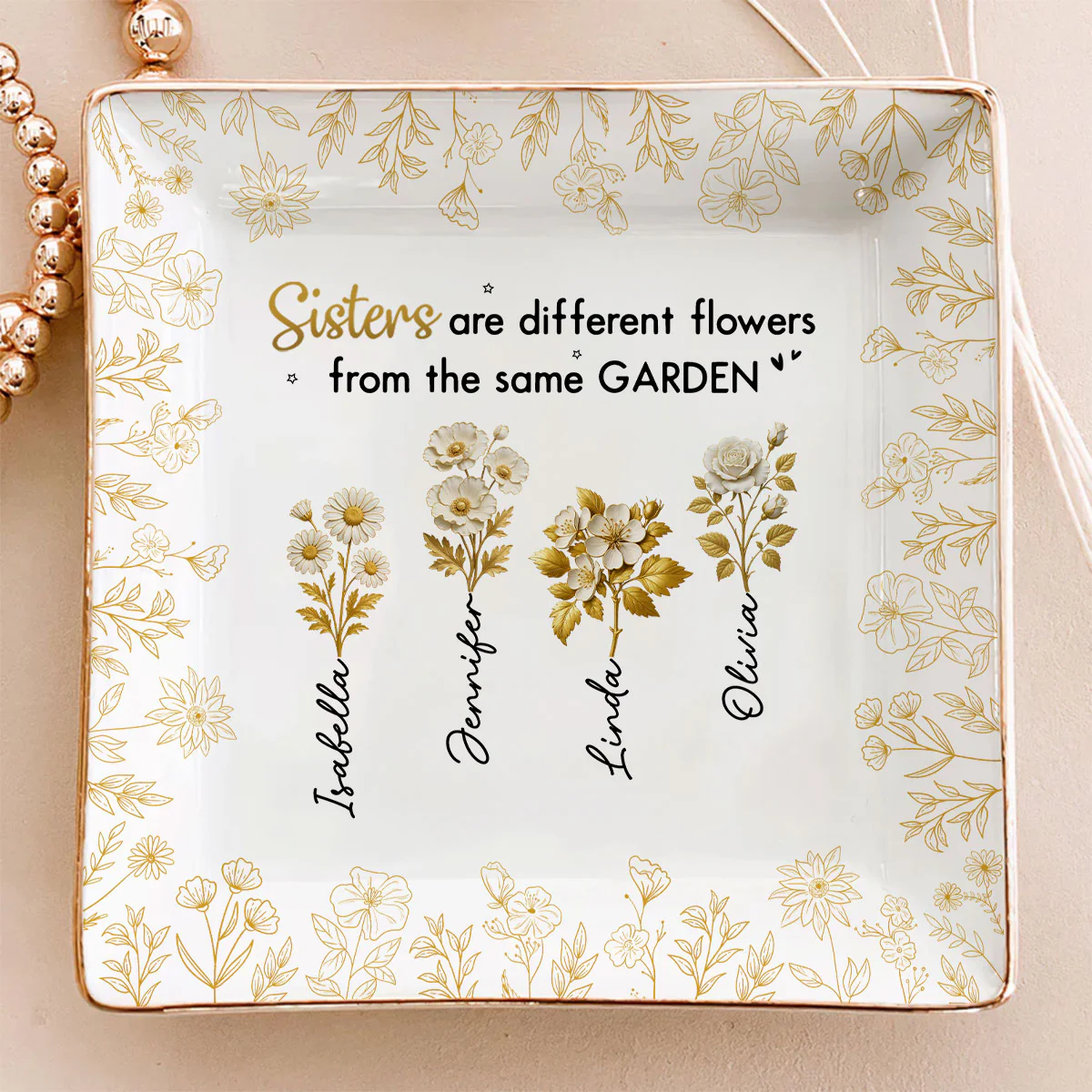 Different Flowers - Personalized Custom Jewelry Dish