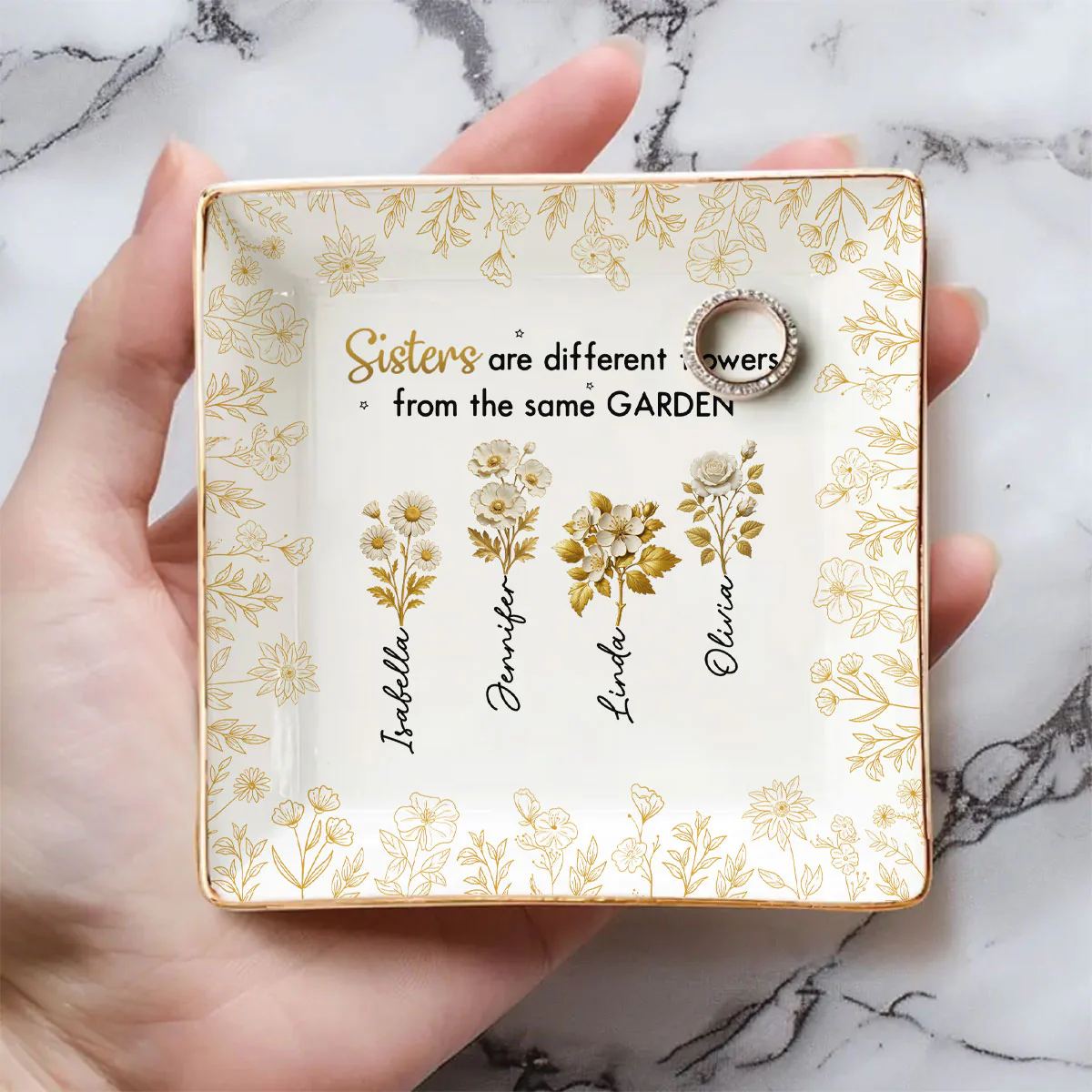 Different Flowers - Personalized Custom Jewelry Dish - Image 4