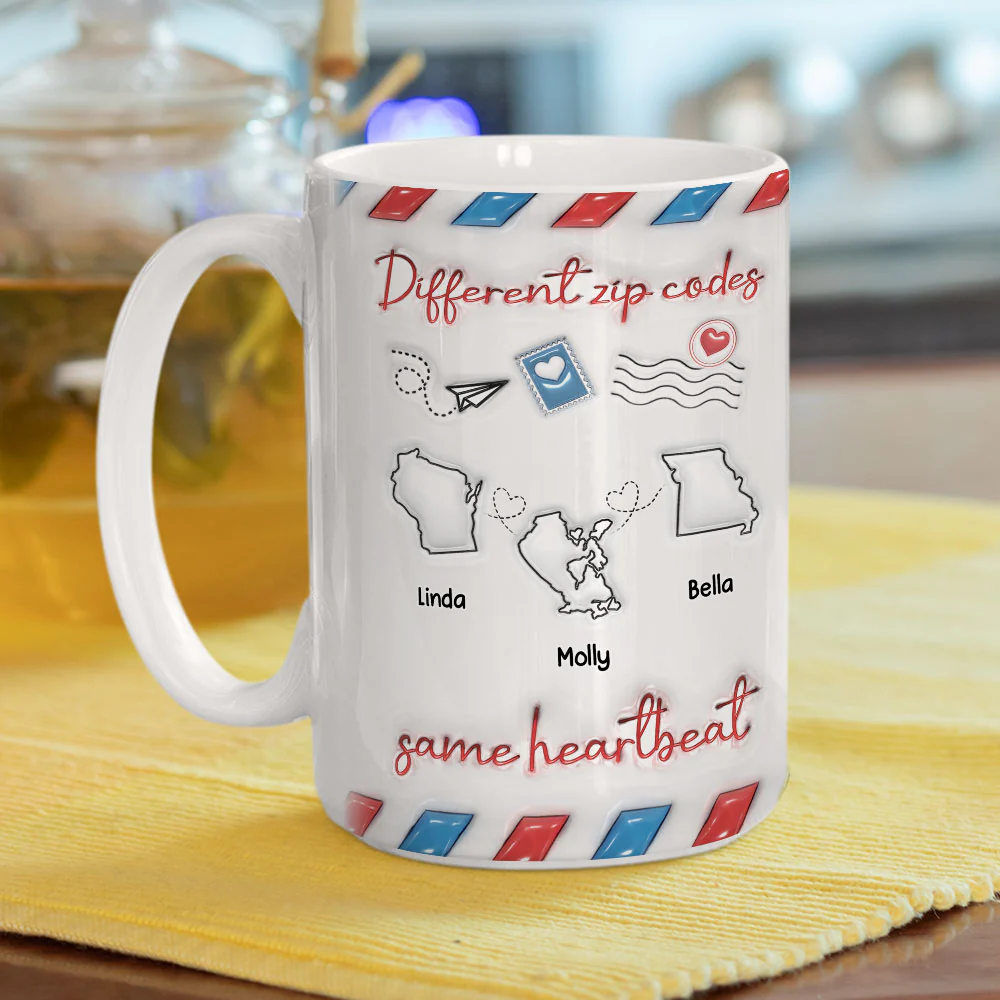 Different Zip Code Envelopes - Personalized Custom 3D Inflated Effect Coffee Mug - Image 3