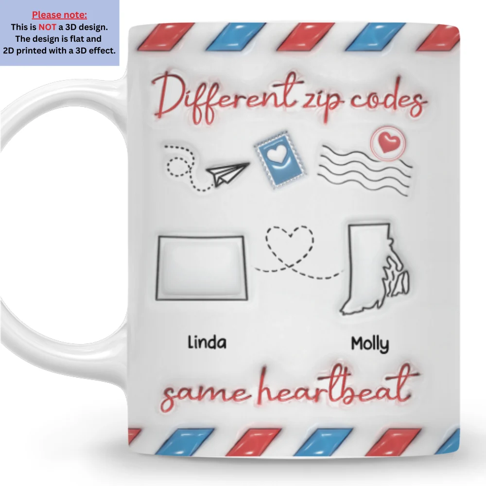 Different Zip Code Envelopes - Personalized Custom 3D Inflated Effect Coffee Mug - Image 7