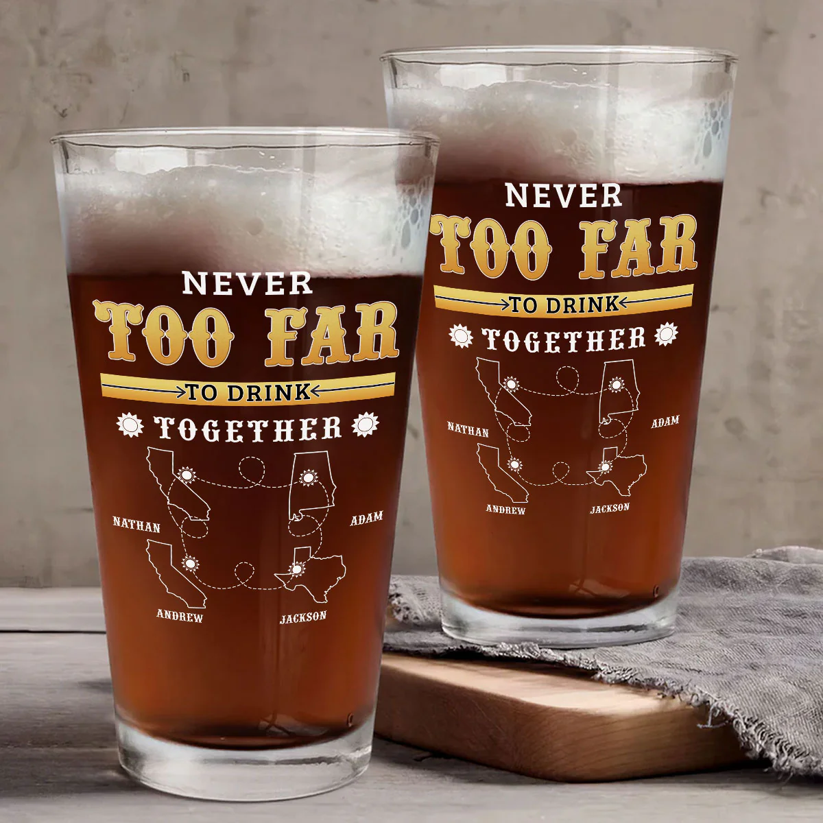 Distance Cannot Keep Us From Sharing A Drink - Personalized Custom Beer Glass - Image 4