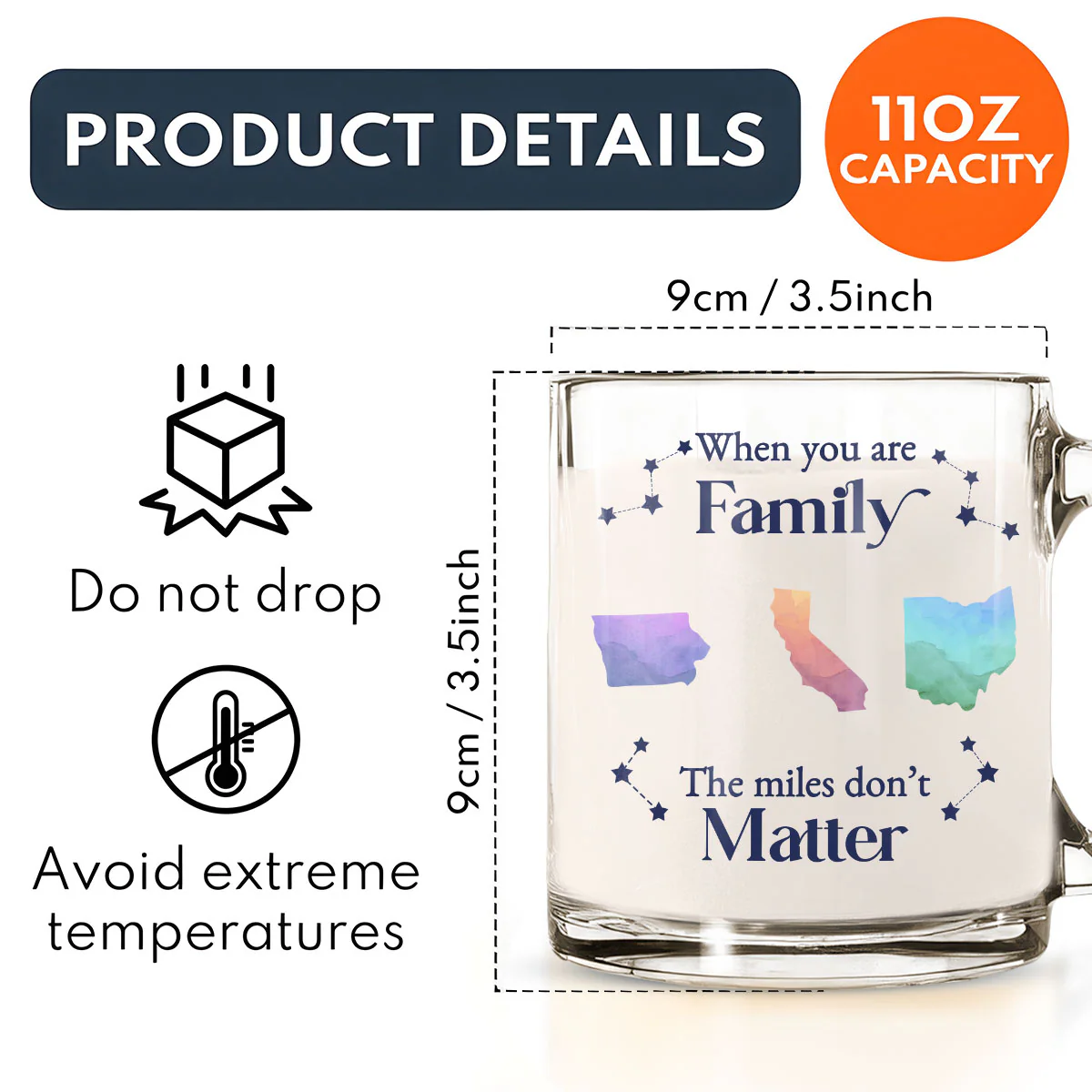 Distance Cannot Weaken The Bonds Of Family - Personalized Custom Glass Mug - Image 5