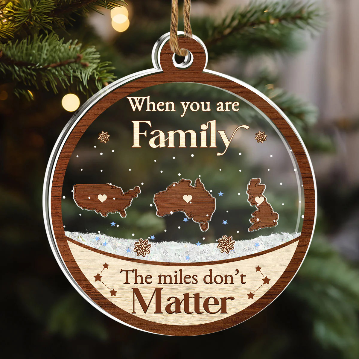 Distance Means Nothing When You Are Family - Personalized Custom Acrylic Shaker Ornament - Image 4