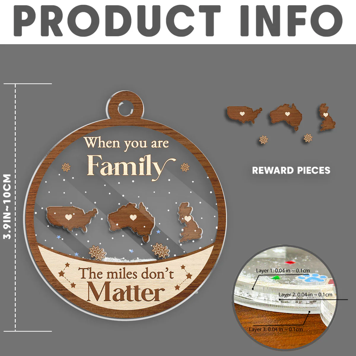 Distance Means Nothing When You Are Family - Personalized Custom Acrylic Shaker Ornament - Image 5