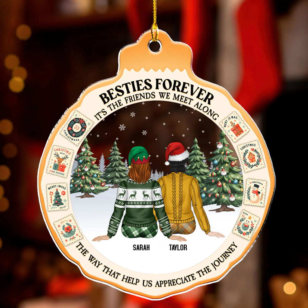 Distant Sisters - Personalized Custom Acrylic Ornament - Image 2