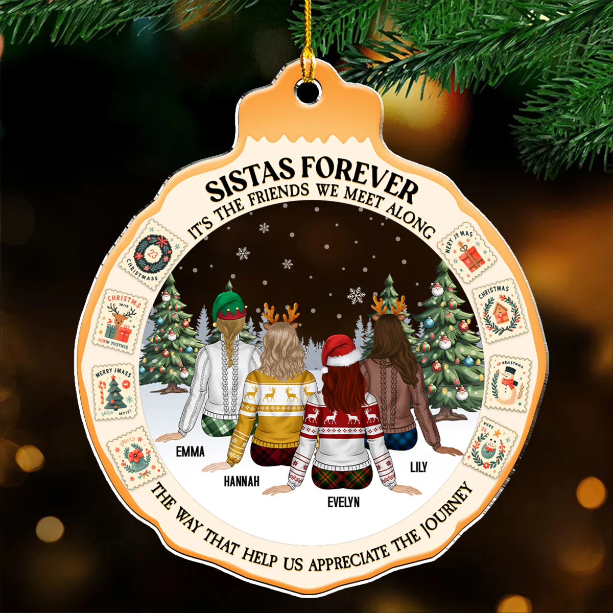 Distant Sisters - Personalized Custom Acrylic Ornament - Image 3