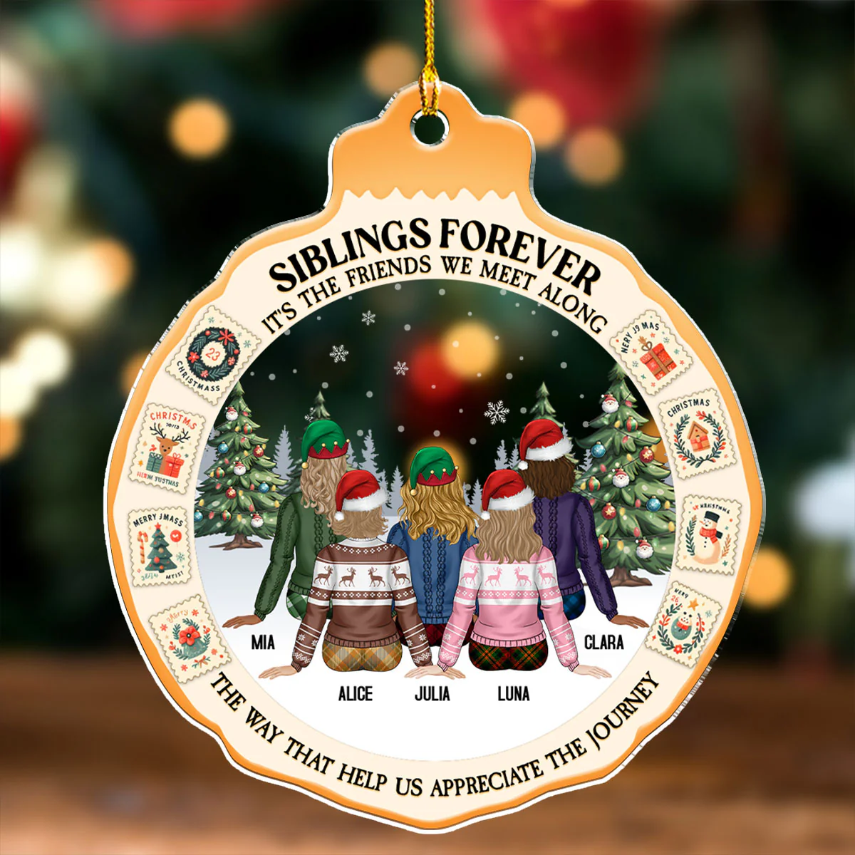Distant Sisters - Personalized Custom Acrylic Ornament - Image 4
