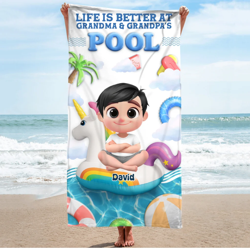Dive Into Happiness - Personalized Custom Beach Towel - Image 5