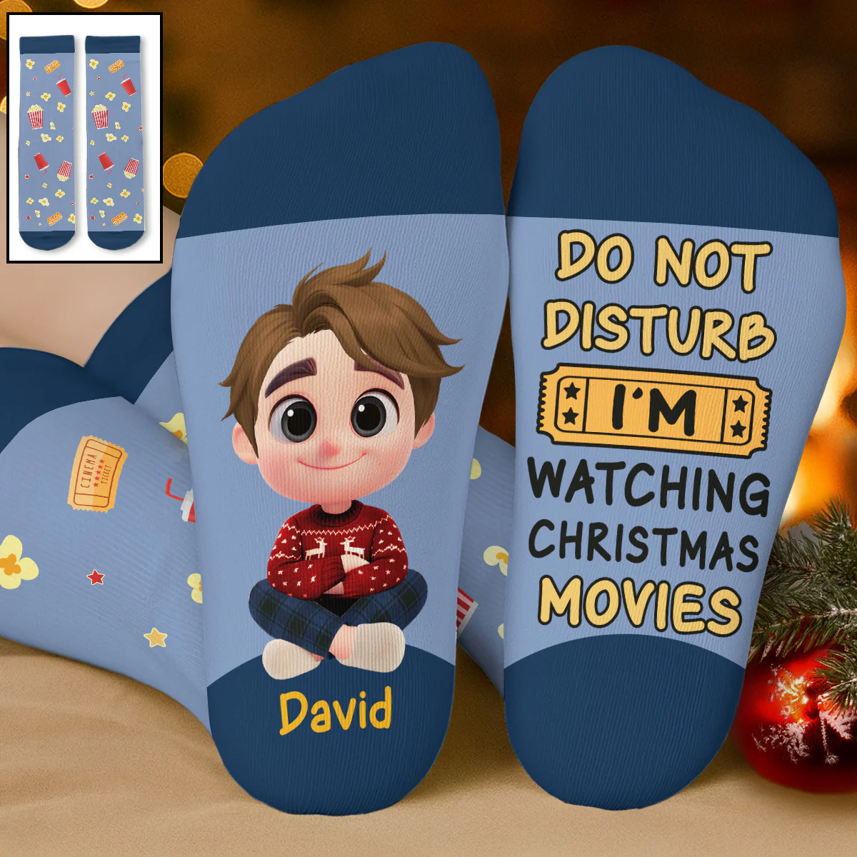Do Not Disturb I Am Watching - Personalized Custom Crew Socks - Image 4