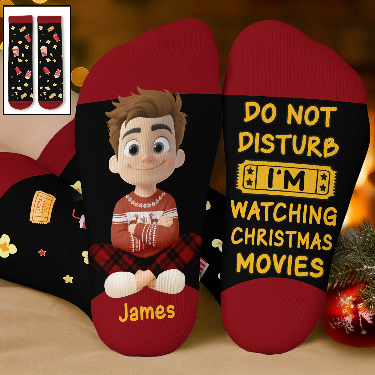 Do Not Disturb I Am Watching - Personalized Custom Crew Socks - Image 5