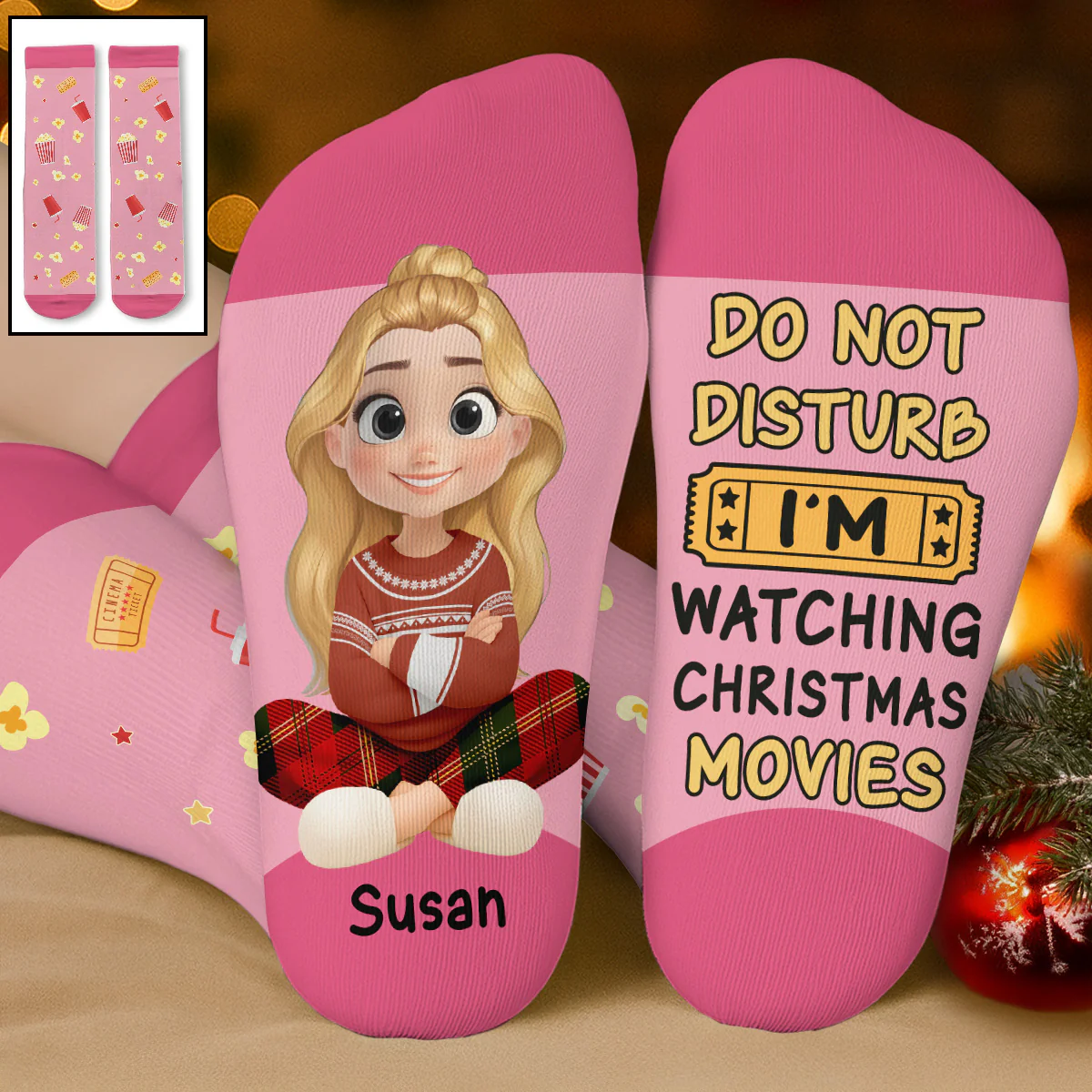 Do Not Disturb I Am Watching - Personalized Custom Crew Socks - Image 6
