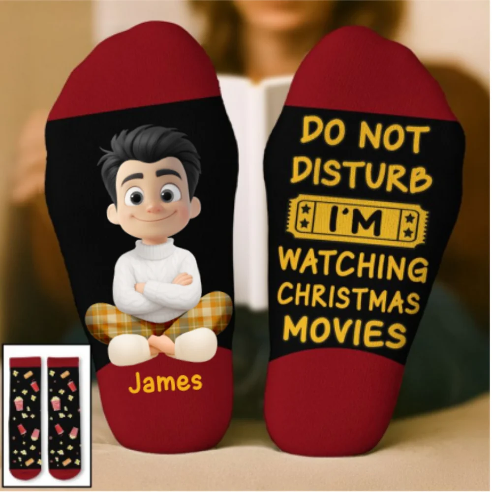 Do Not Disturb I Am Watching - Personalized Custom Crew Socks - Image 8