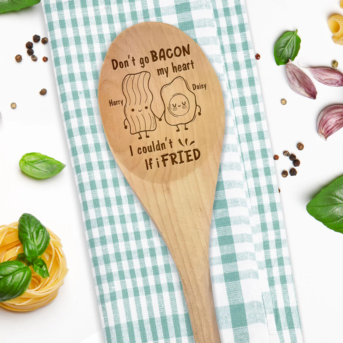 Do Not Go Bacon My Heart, I Could Not If I Fried - Personalized Custom Engraved Wooden Spoon