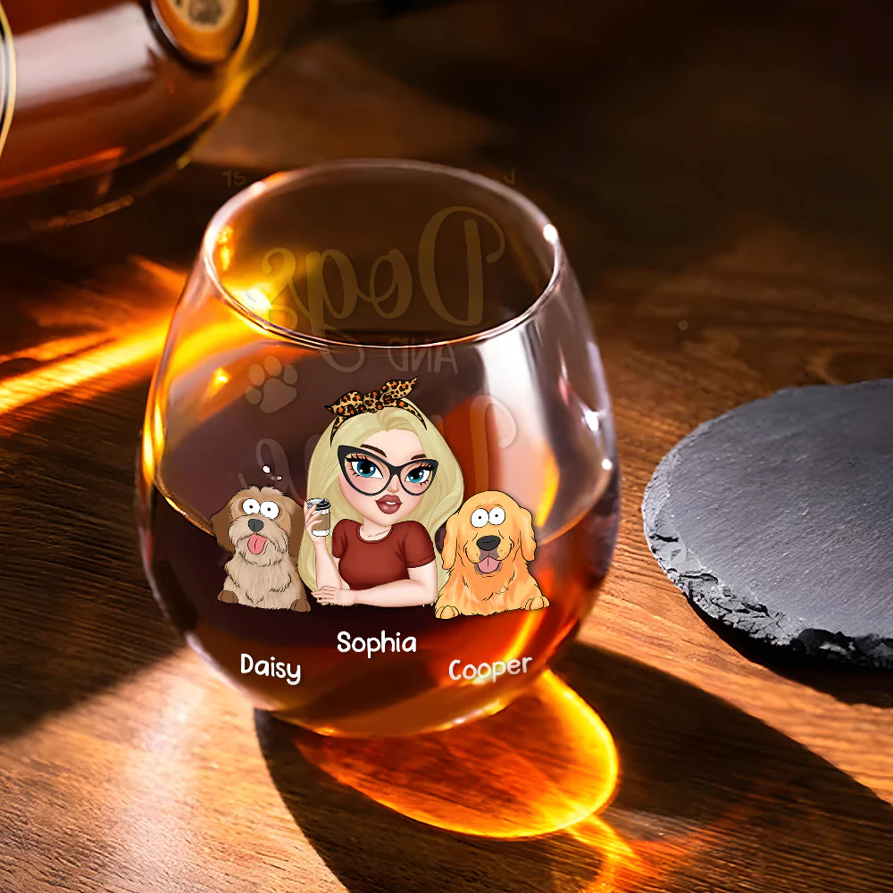 Dog And Wine Make Life Better - Personalized Custom Wine Glass - Image 2