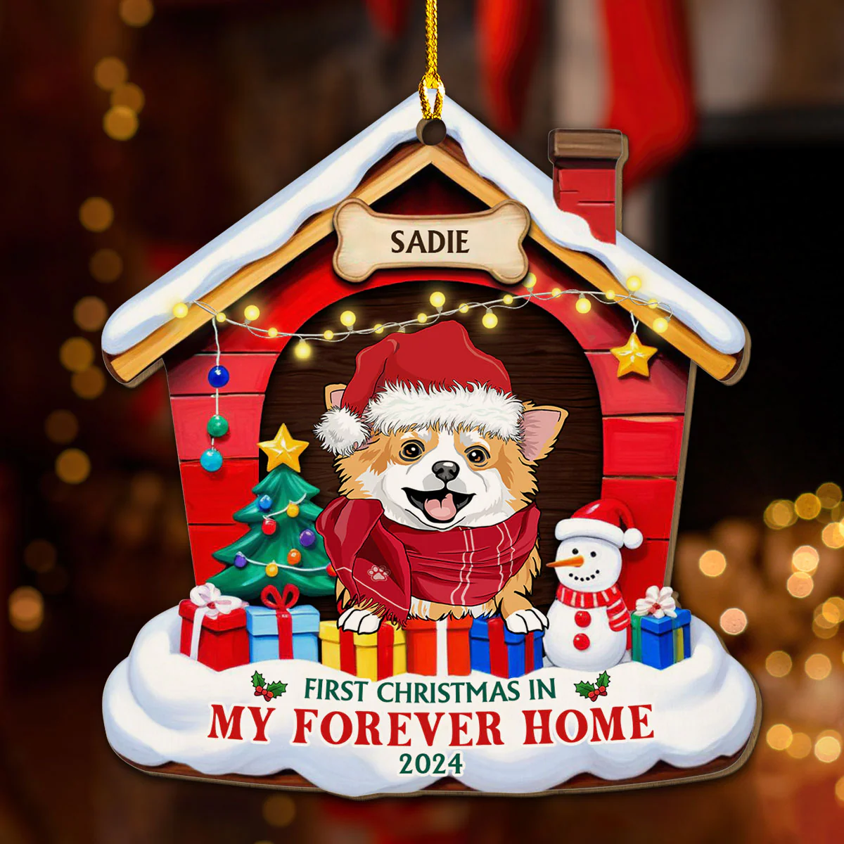 Dog Forever Home - Personalized Custom Wood Ornament - Image 3