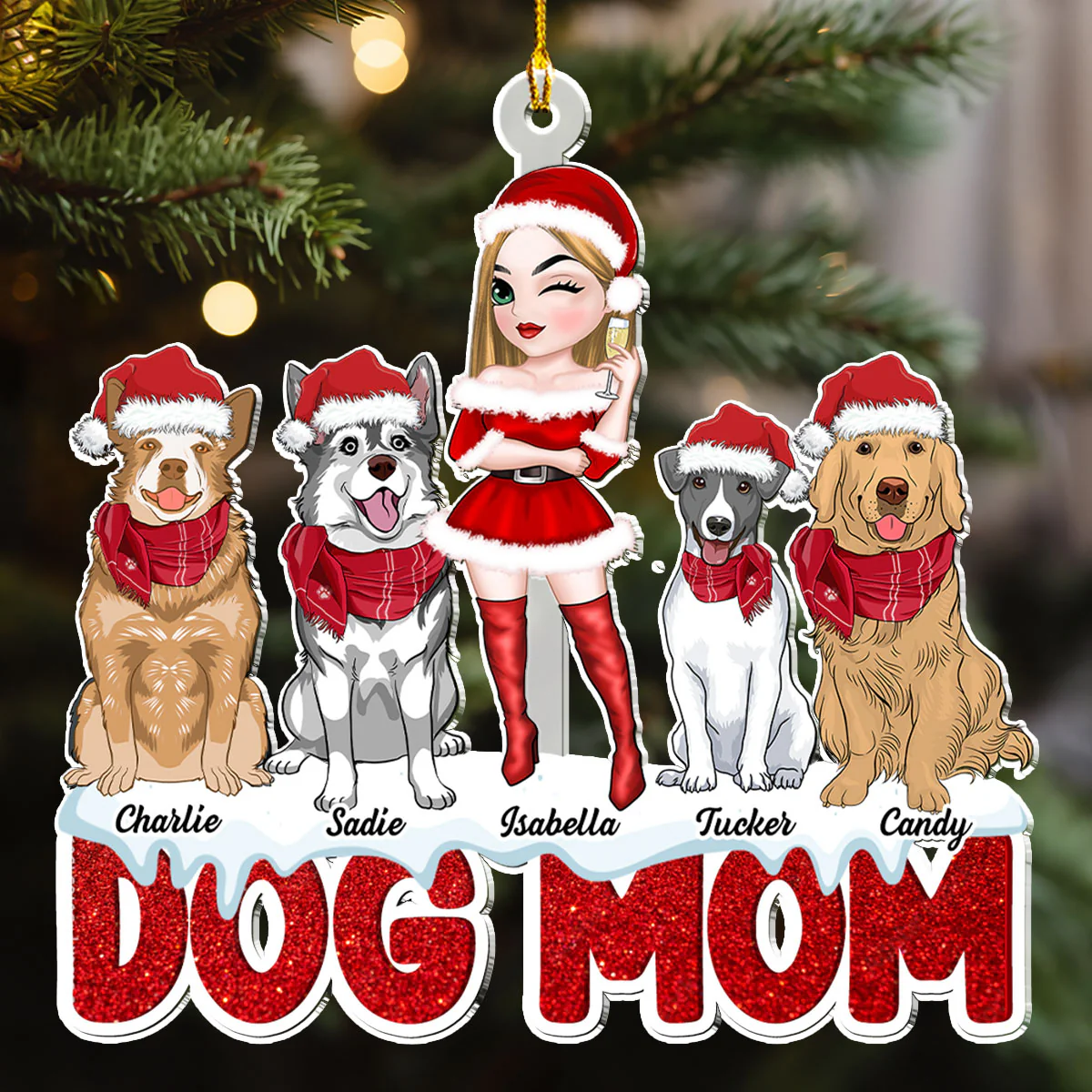 Dog Mom Christmas - Personalized Custom Acrylic Ornament - Image 4