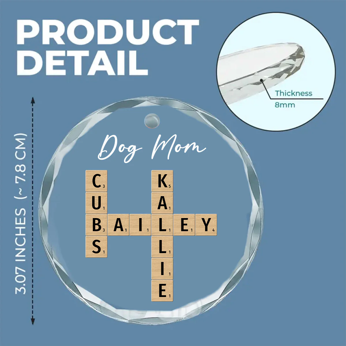 Dog Mom Vibes - Personalized Custom Glass Ornament - Image 3