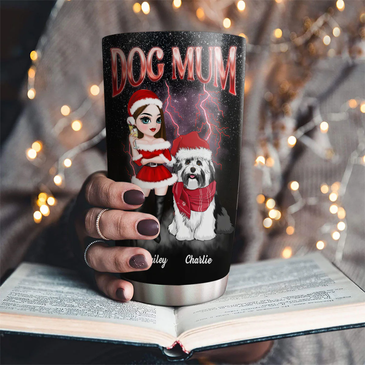 Dog Mom Vintage - Personalized Custom Tumbler - Image 2