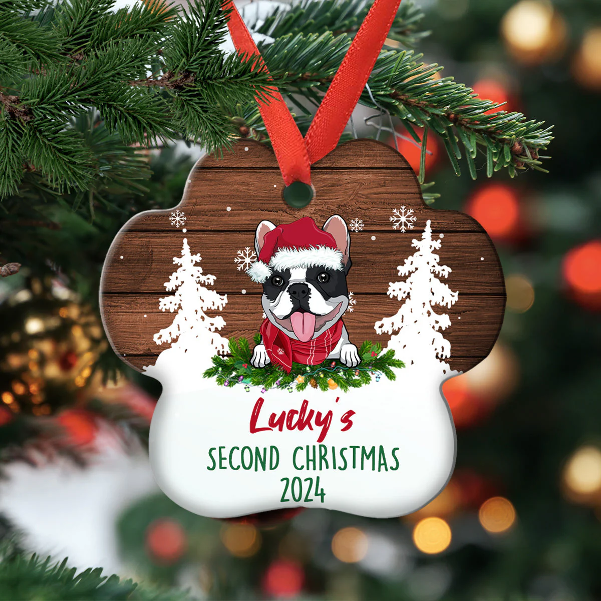 Dog‘s Christmas - Personalized Custom Aluminum Ornament - Image 2