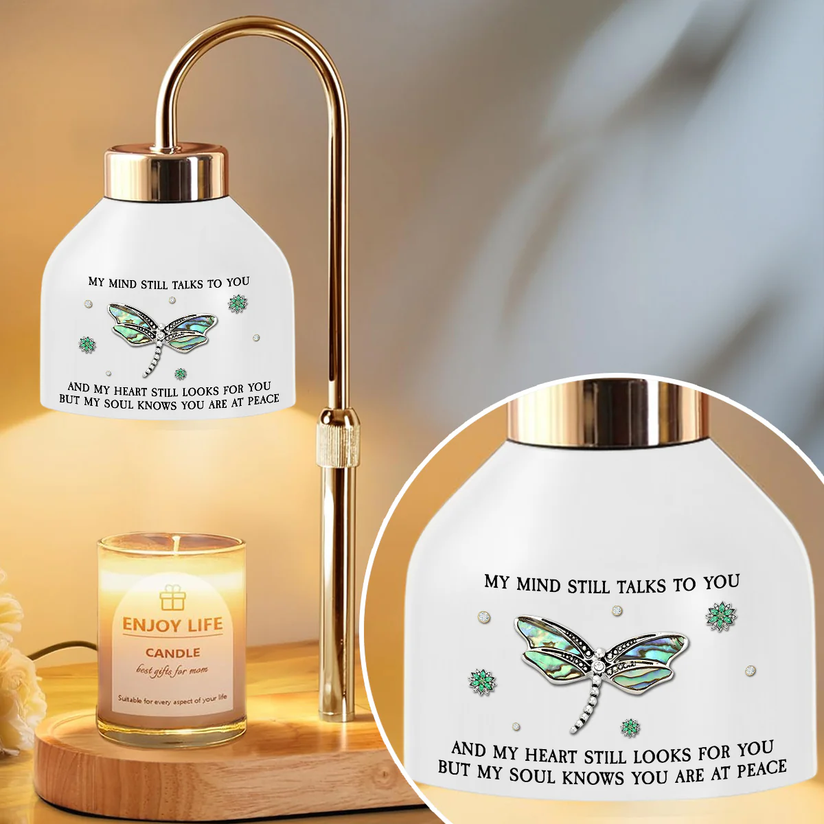 Dragonfly My Mind My Heart My Soul - Personalized Custom Candle Warmer Lamp