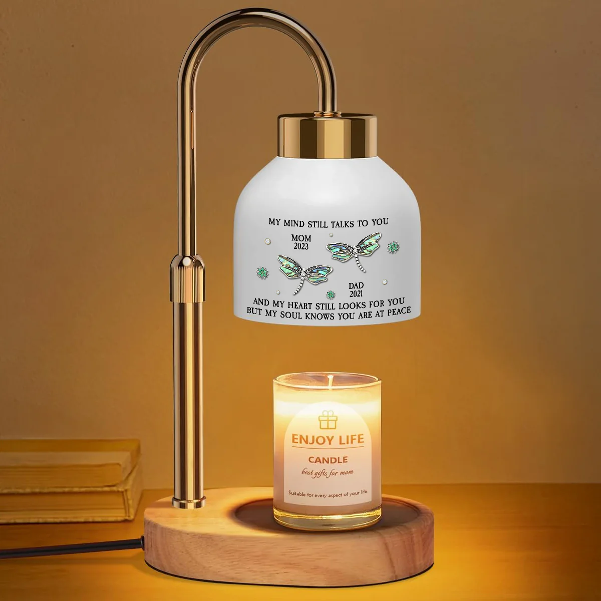 Dragonfly My Mind My Heart My Soul - Personalized Custom Candle Warmer Lamp - Image 2