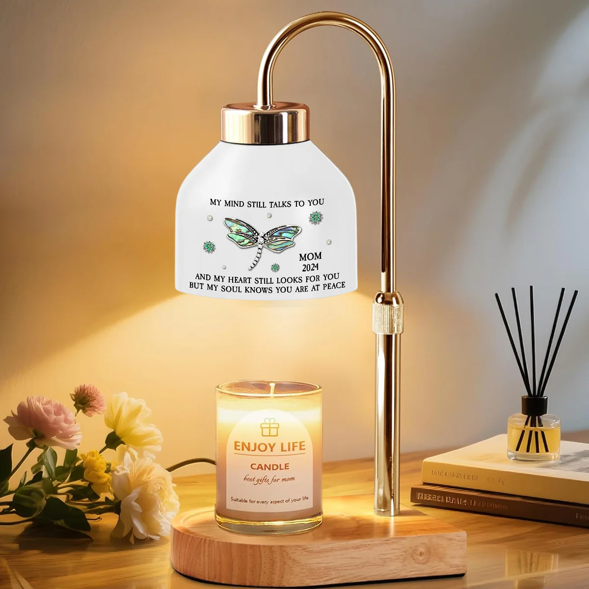 Dragonfly My Mind My Heart My Soul - Personalized Custom Candle Warmer Lamp - Image 4