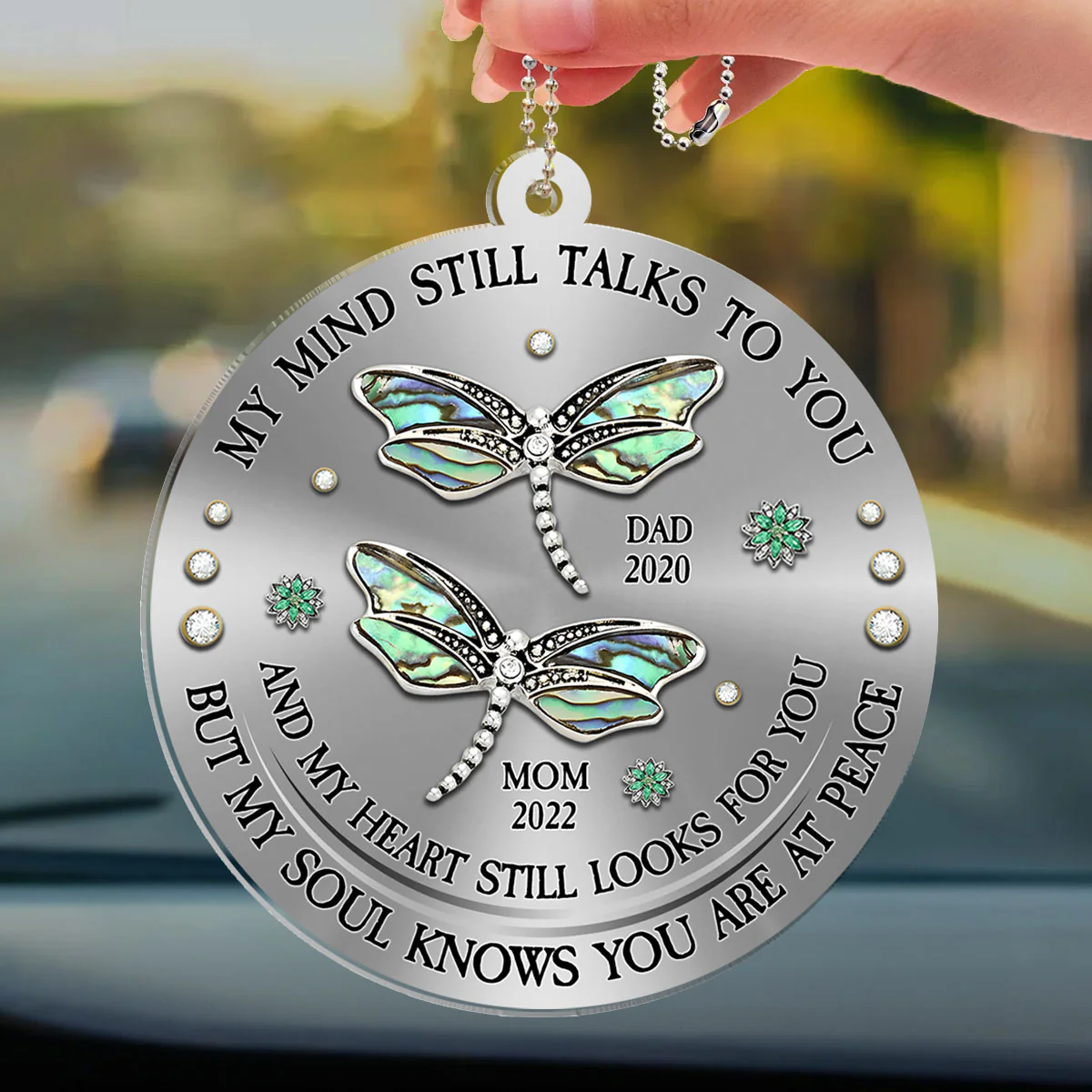 Dragonfly My Mind My Heart My Soul - Personalized Custom Car Ornament - Image 3