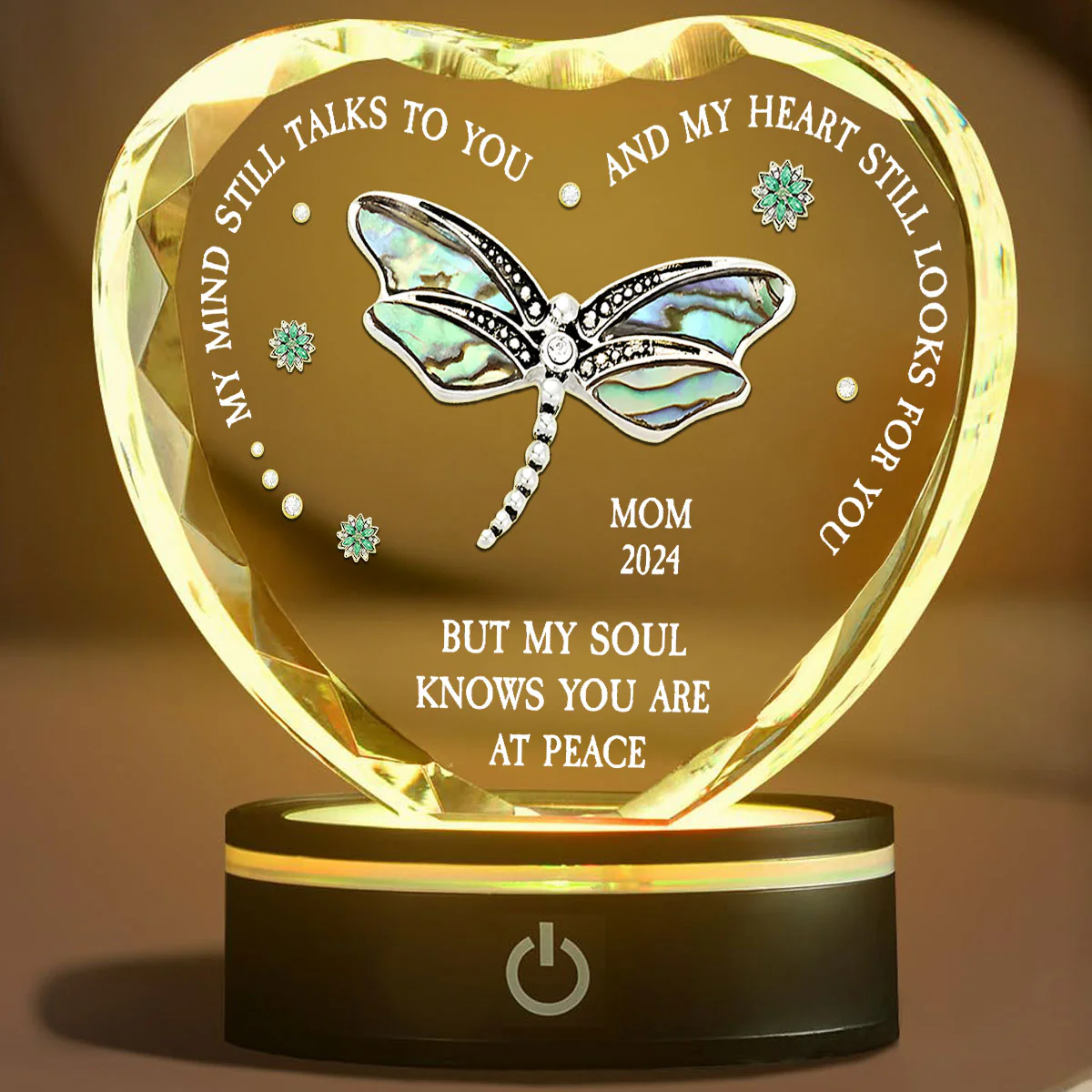 Dragonfly My Mind My Heart My Soul - Personalized Custom Crystal Led Light - Image 2