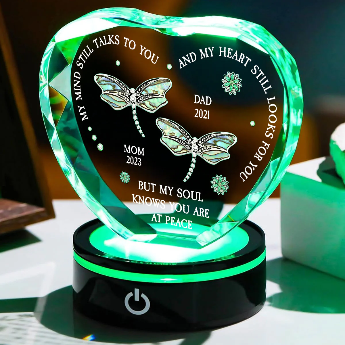Dragonfly My Mind My Heart My Soul - Personalized Custom Crystal Led Light - Image 3