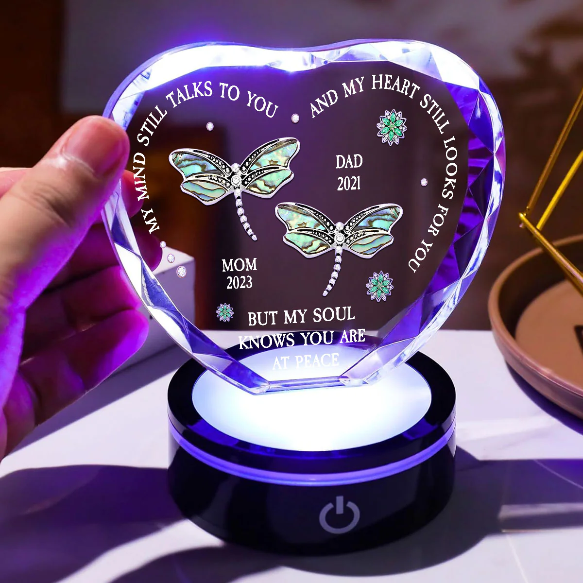 Dragonfly My Mind My Heart My Soul - Personalized Custom Crystal Led Light - Image 4