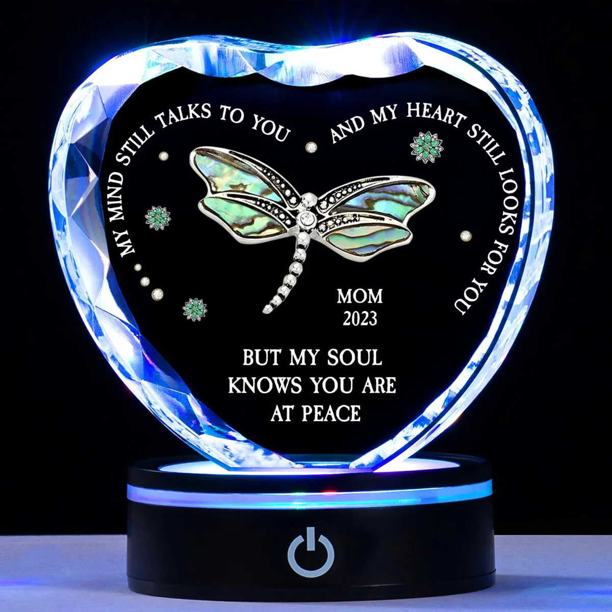 Dragonfly My Mind My Heart My Soul - Personalized Custom Crystal Led Light - Image 8