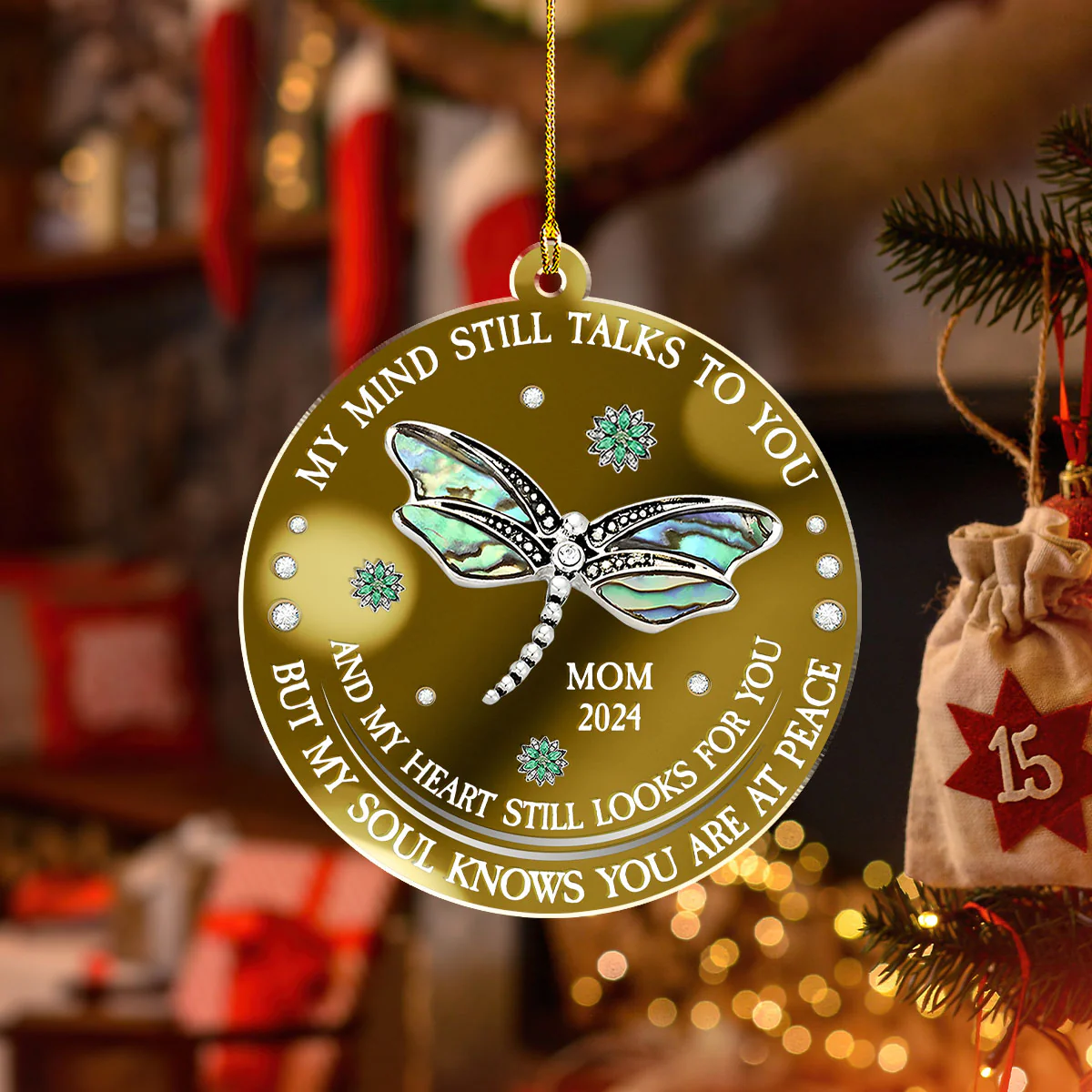 Dragonfly My Mind My Heart My Soul - Personalized Custom Mirrored Acrylic Ornament - Image 4
