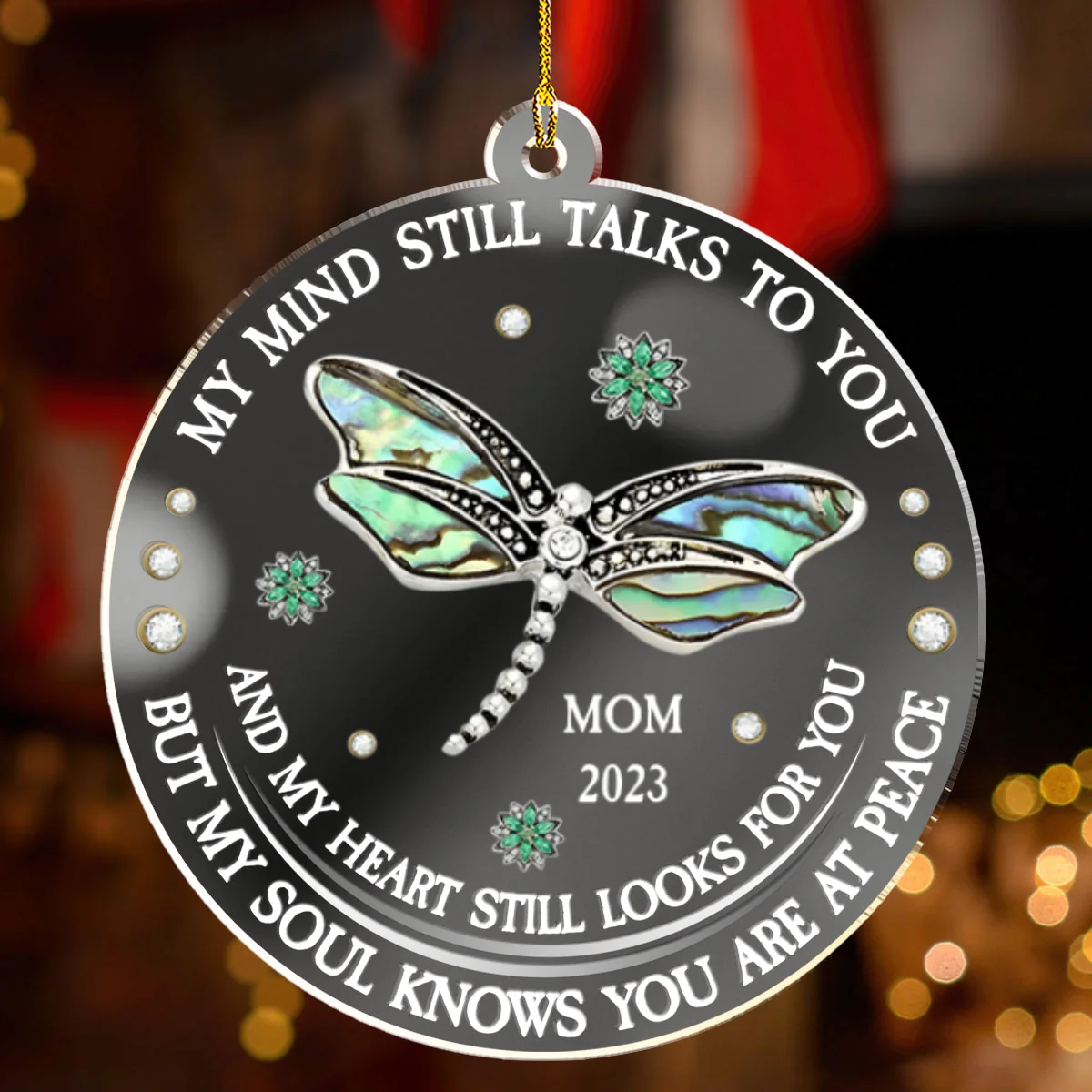 Dragonfly My Mind My Heart My Soul - Personalized Custom Mirrored Acrylic Ornament - Image 6