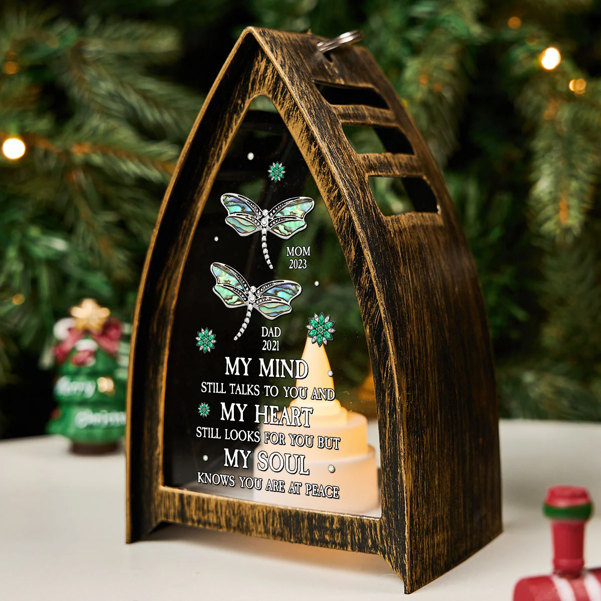 Dragonfly My Mind My Heart My Soul - Personalized Custom Table Lantern - Image 3