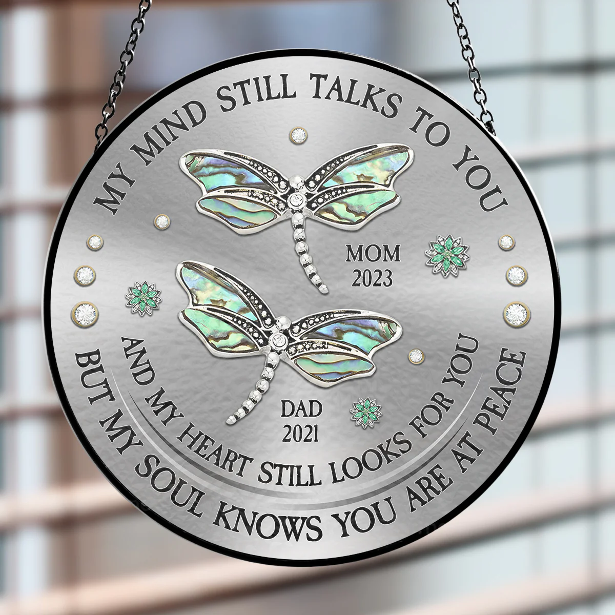 Dragonfly My Mind My Heart My Soul - Personalized Custom Window Hanging Suncatcher - Image 2