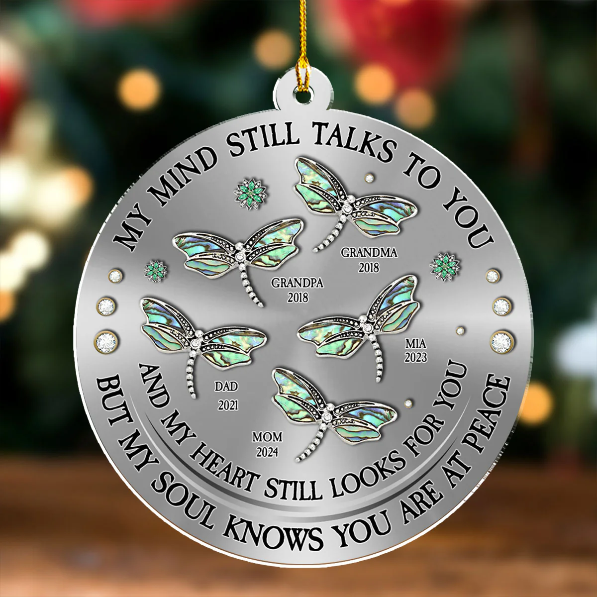 Dragonfly My Mind My Heart My Soul Version 2 - Personalized Custom Acrylic Ornament - Image 4