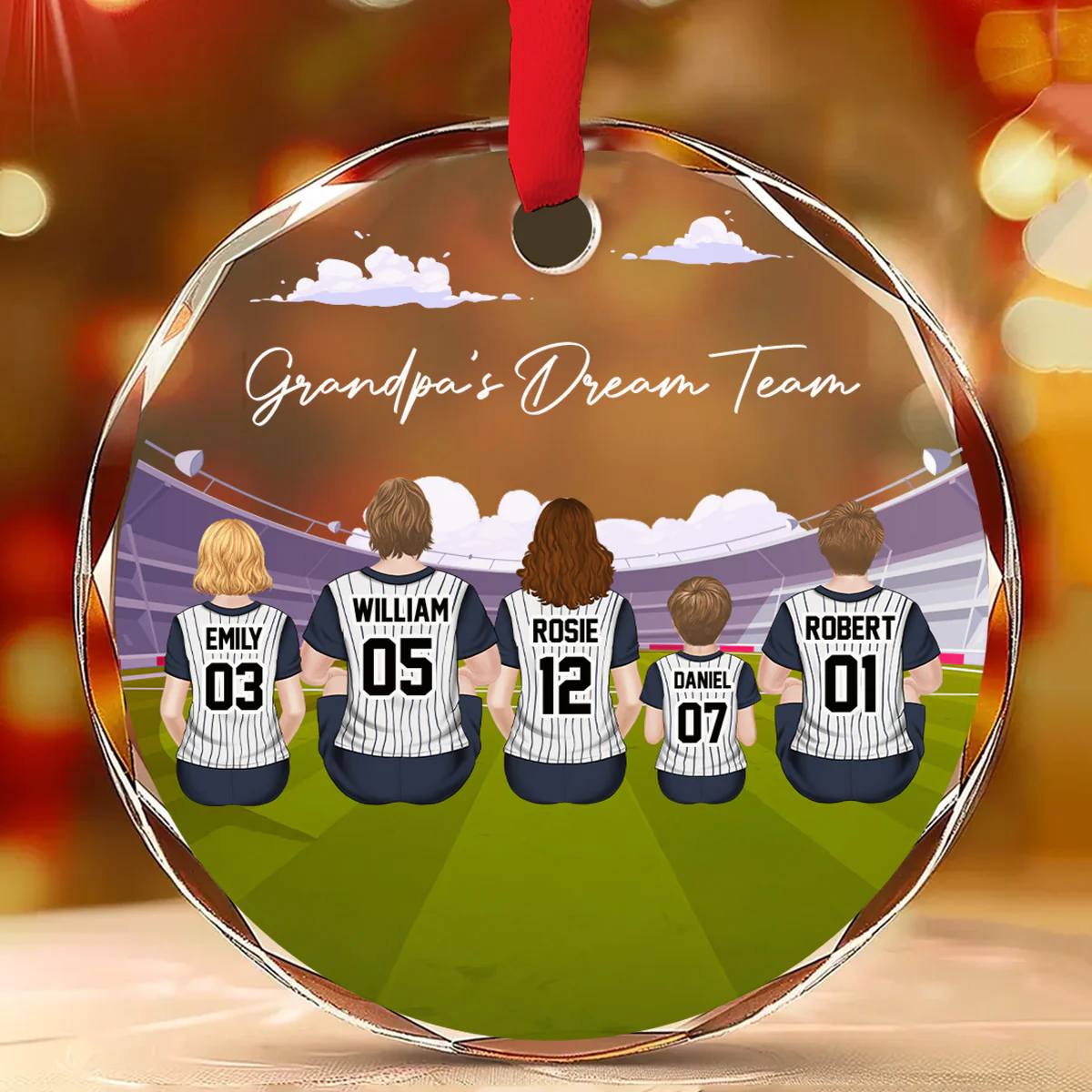 Dream Team - Personalized Custom Glass Ornament - Image 2