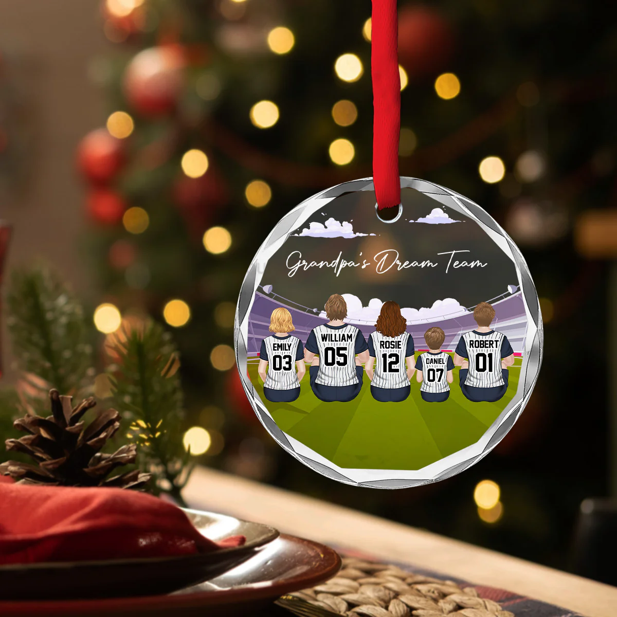 Dream Team - Personalized Custom Glass Ornament - Image 4