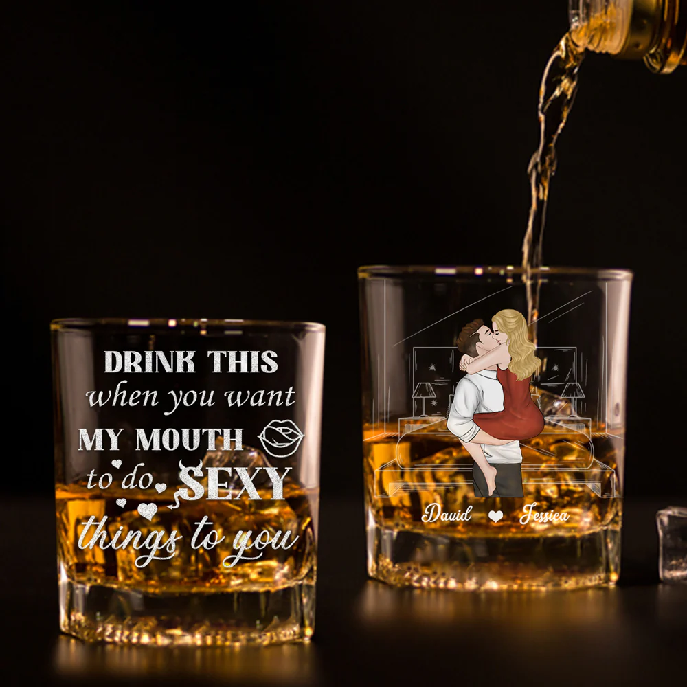 Drink This When You Want Me - Personalized Custom Whiskey Glass - Image 2