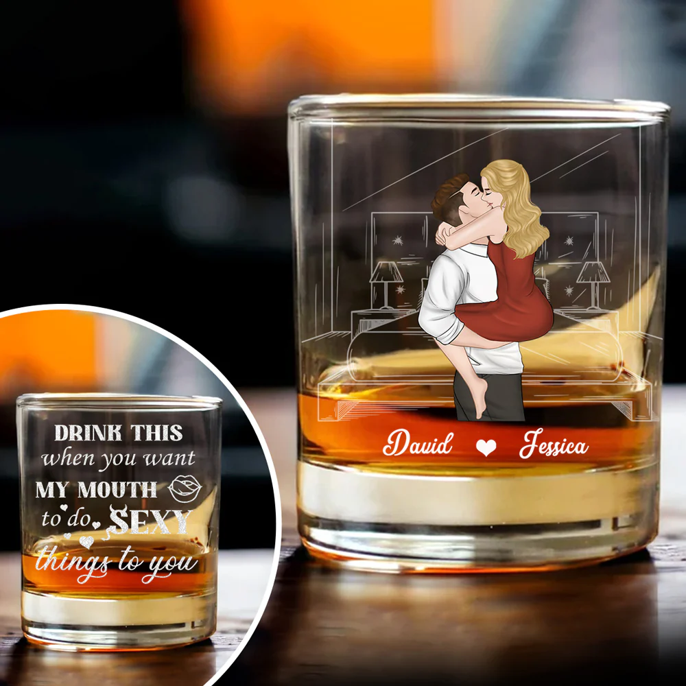 Drink This When You Want Me - Personalized Custom Whiskey Glass - Image 4