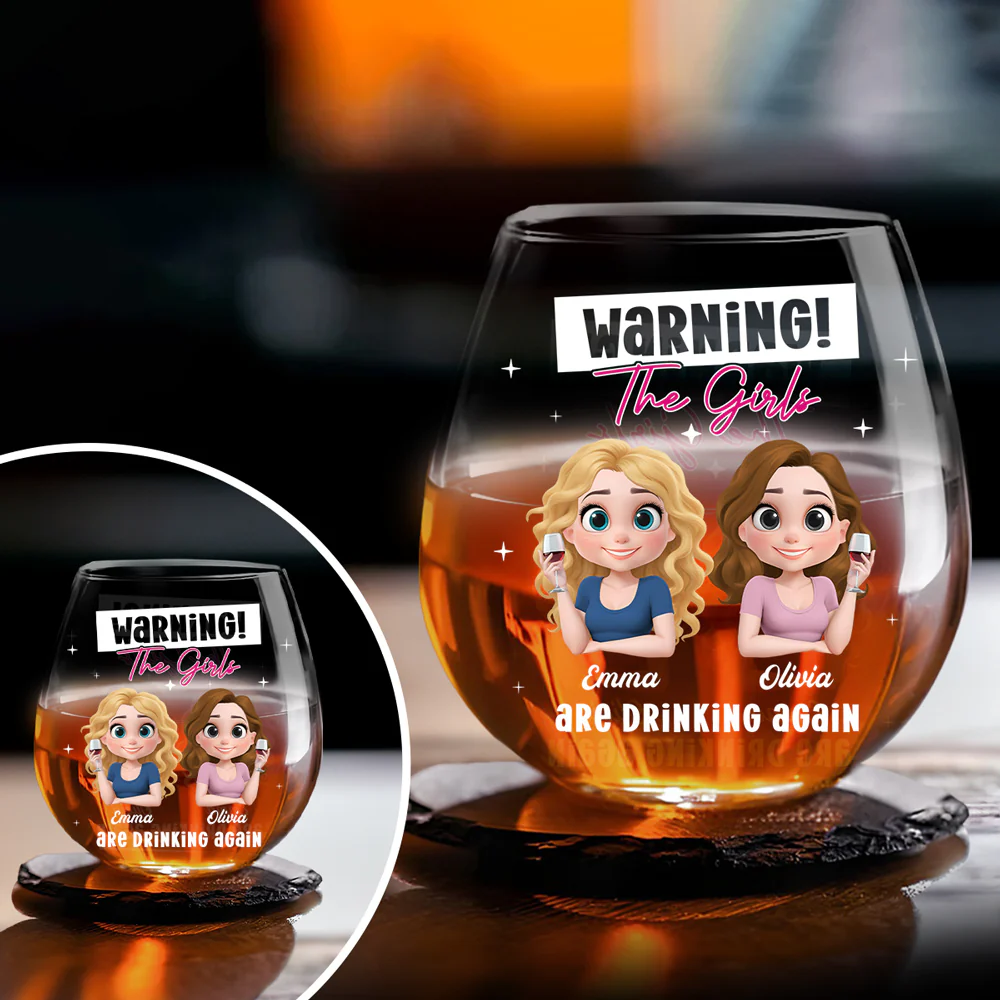 Drinking Alert - Personalized Custom Wine Glass - Image 3