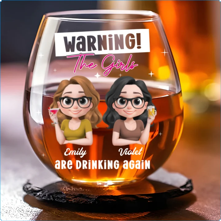 Drinking Alert - Personalized Custom Wine Glass - Image 5