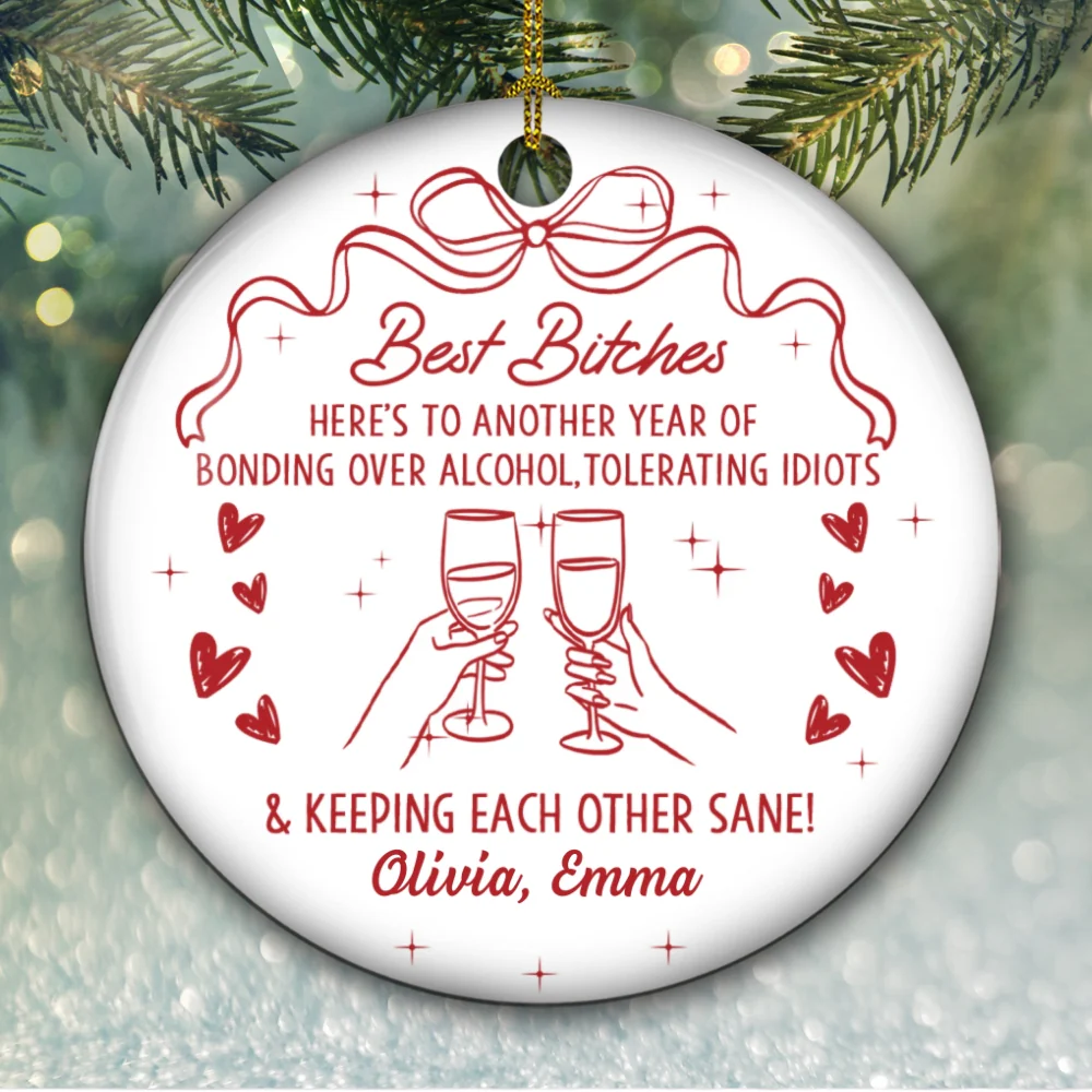 Drinks And Laughter - Personalized Custom Ceramic Ornament  - Image 6