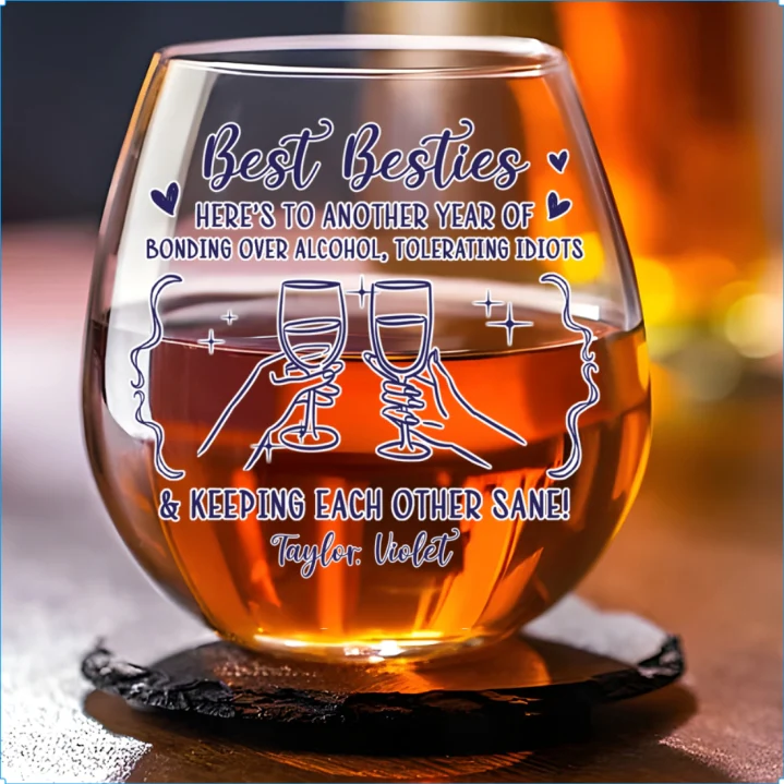 Drinks And Laughter - Personalized Custom Wine Glass - Image 5