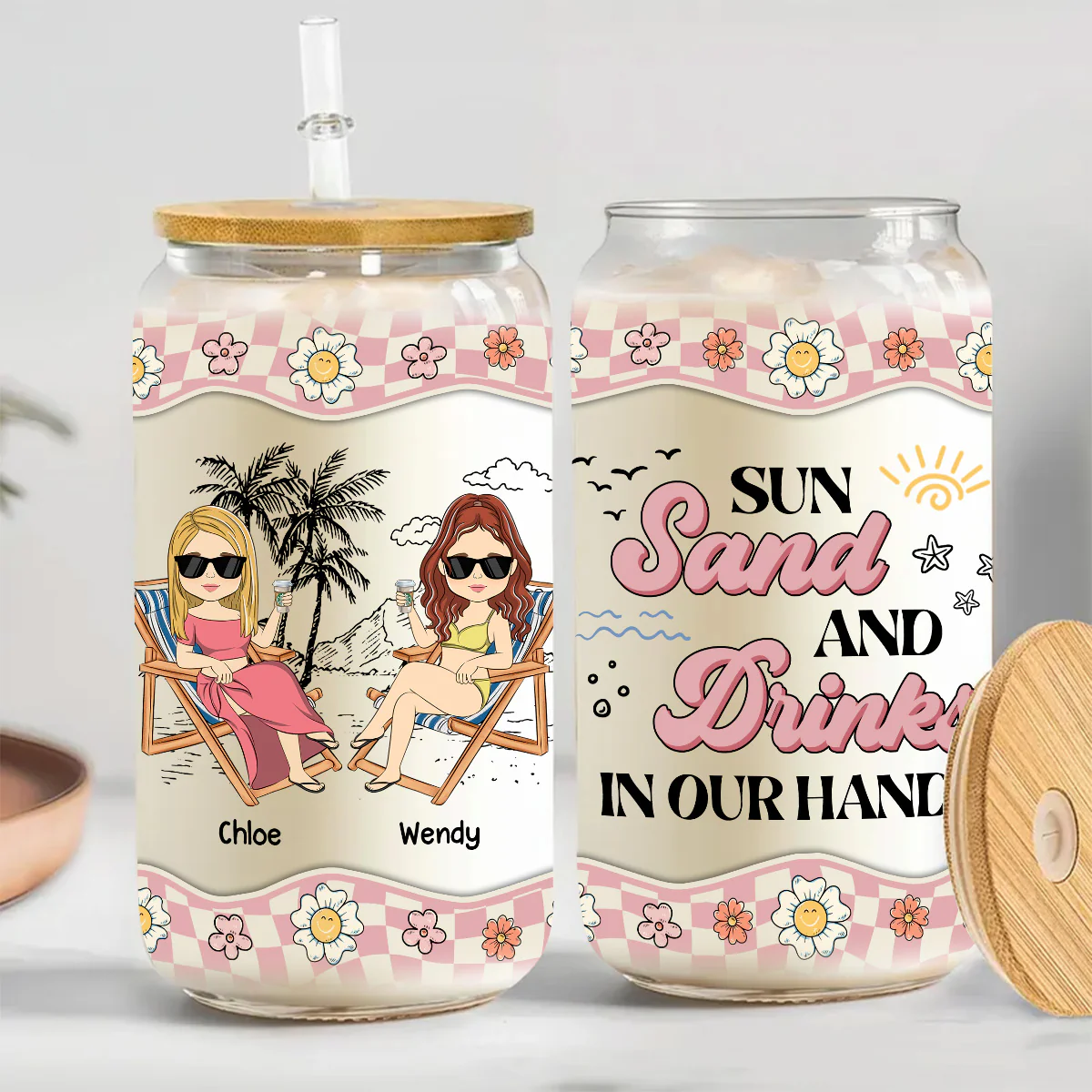 Drinks In Our Hands - Personalized Custom Glass Can - Image 2