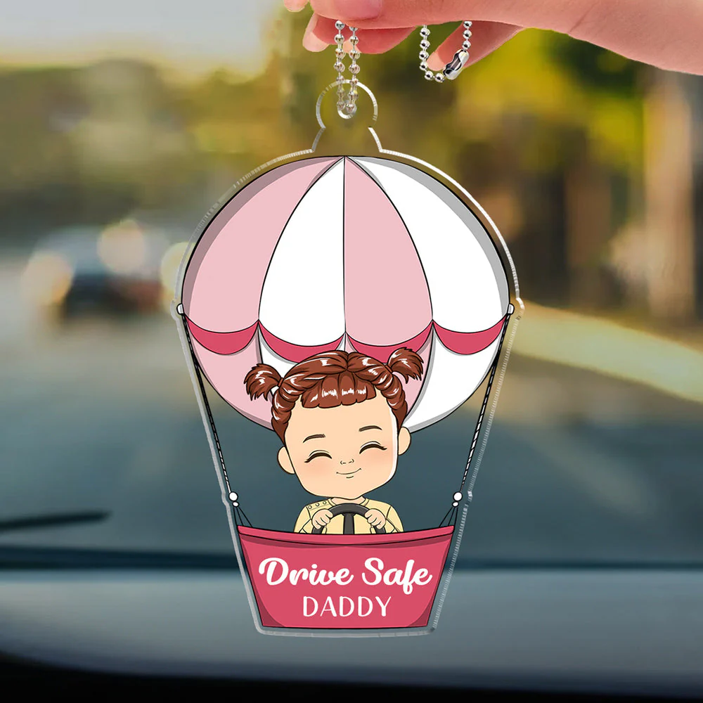 Drive Hot Air Balloon Safe Daddy - Personalized Acrylic Car Ornament - Image 2